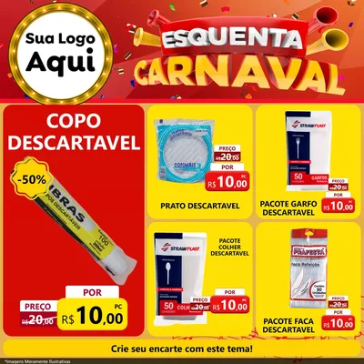 Modelo de Rede Social para Feed Facebook com o tema Esquenta Carnaval para Embalagens