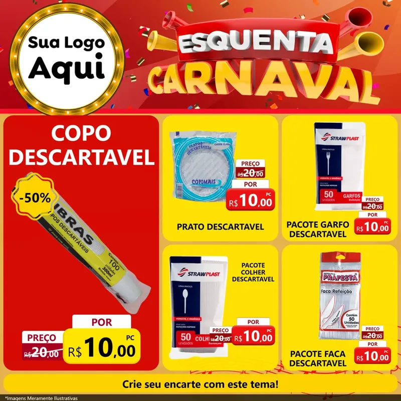 Modelo de Rede Social para Feed Facebook com o tema Esquenta Carnaval para Embalagens