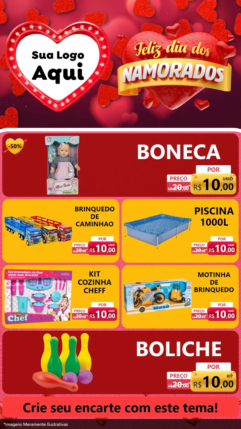 Modelo de TV para TV Vertical com o tema Feliz Dia Dos Namorados para Brinquedos