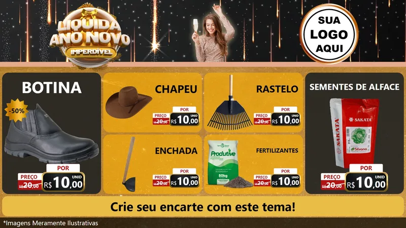 Modelo de TV para TV Horizontal com o tema Liquida Ano Novo Imperdível para Agropecuária