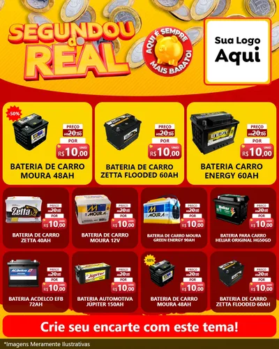 Modelo de Rede Social para Feed Instagram com o tema Segundou do Real para Baterias Elétricas