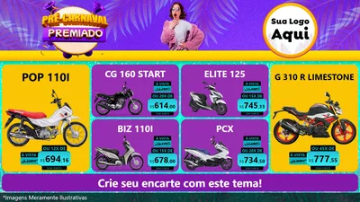 Modelo de TV para TV Horizontal com o tema Pré-Carnaval Premiado para Concessionaria de Motos
