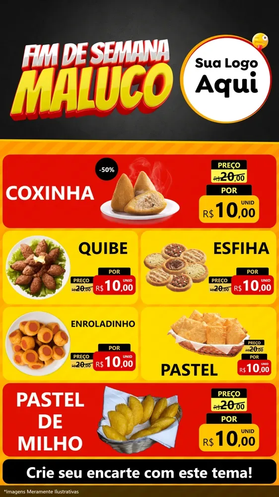 Modelo de TV para TV Vertical com o tema Final de Semana Maluco para Salgadaria