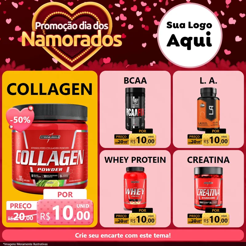 Modelo de Rede Social para Feed Facebook com o tema Promoção Dia Dos Namorados para Suplementos alimentares