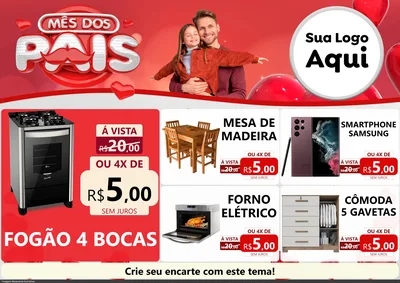 Modelo de Encarte para Encarte A4 Horizontal com o tema Mês dos Pais para Móveis e Eletro