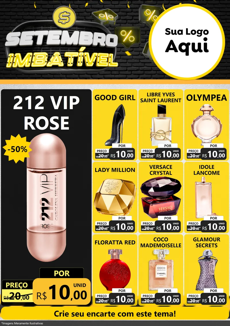 Modelo de Encarte para Encarte A4 Vertical com o tema Setembro Imbatível para Perfumes