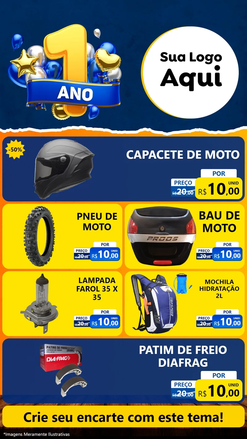 Modelo de TV para TV Vertical com o tema Um Ano de Aniversário para Moto peças