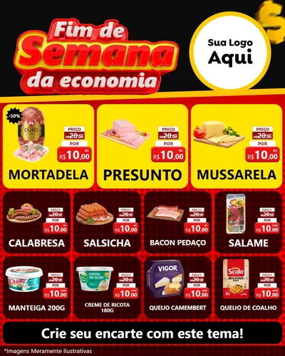 Modelo de Rede Social para Feed Instagram com o tema Fim de Semana da Economia para Frios e Laticínios