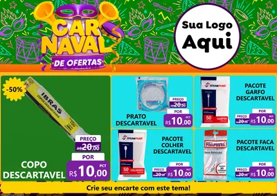 Modelo de Encarte para Encarte A4 Horizontal com o tema Carnaval de Ofertas para Embalagens