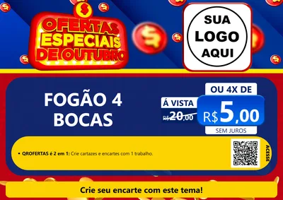 Modelo de Cartaz para Cartaz A4 Horizontal com o tema Ofertas Especiais de Outubro para Móveis e Eletro