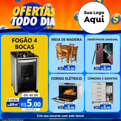 Modelo de Rede Social para Feed Facebook com o tema Ofertas Todo Dia para Móveis e Eletro