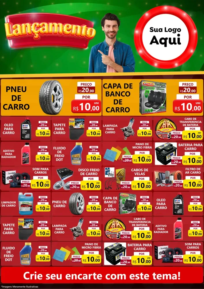 Modelo de Encarte para Encarte A4 Vertical com o tema Lançamento para Auto peças