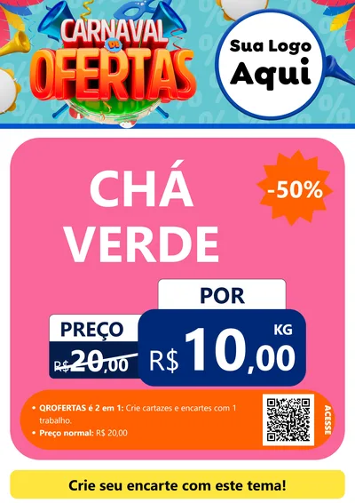 Modelo de Cartaz para Cartaz A4 Vertical com o tema Carnaval de Ofertas para Produtos Naturais