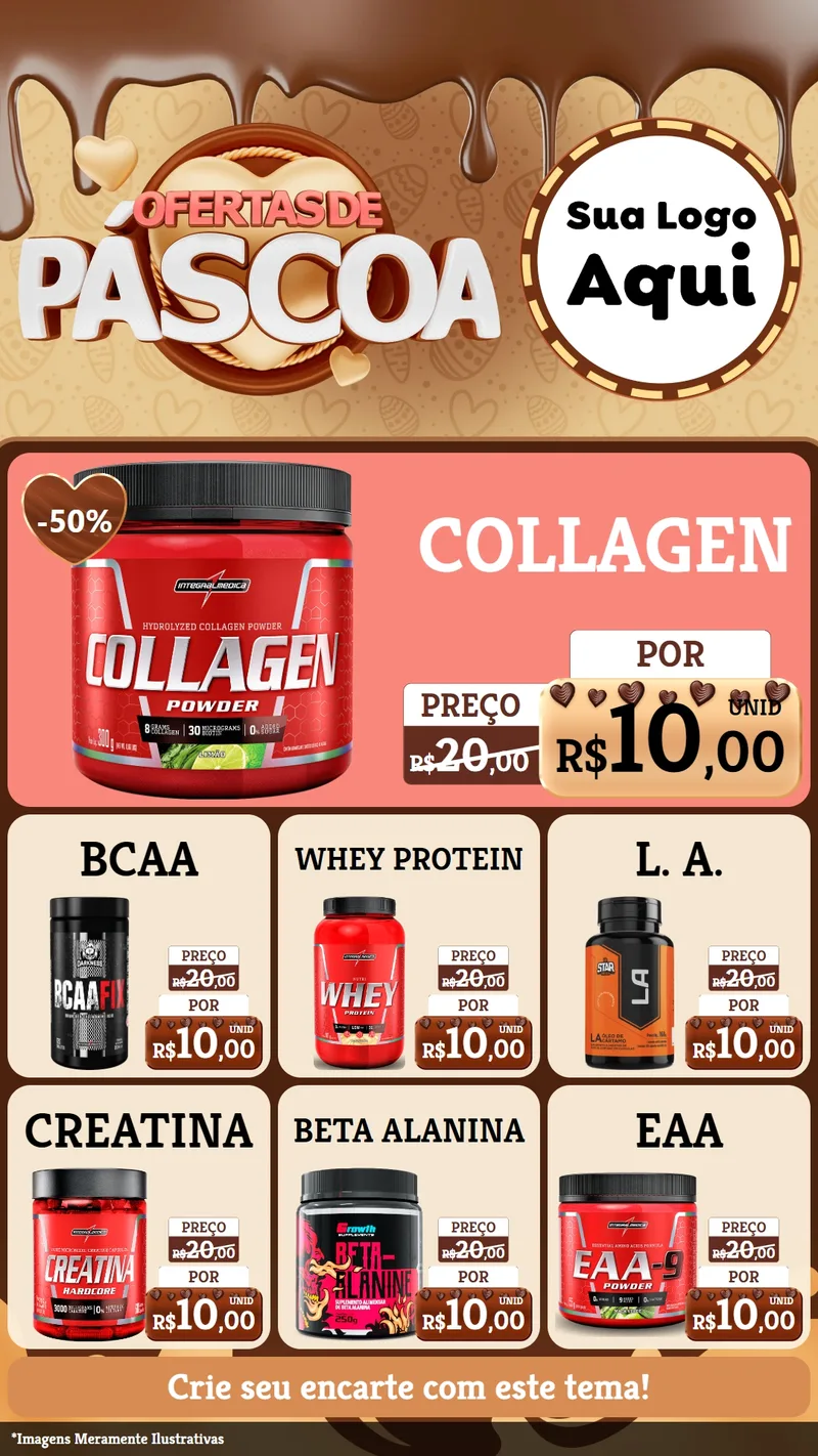 Modelo de Rede Social para Stories com o tema Ofertas de Páscoa para Suplementos alimentares