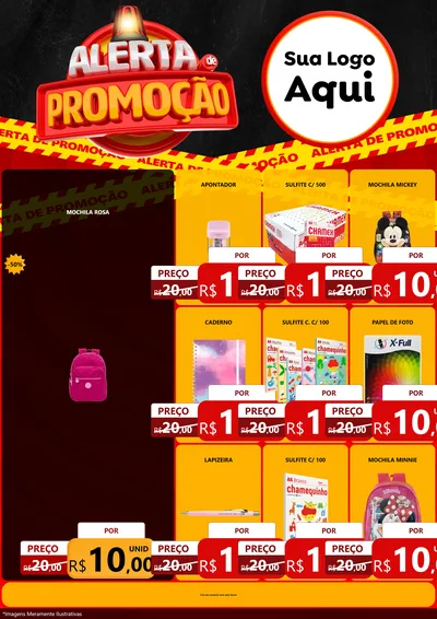 Modelo de Encarte para Encarte A4 Vertical com o tema Alerta de Promoção para Papelaria