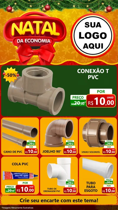 Modelo de Rede Social para Stories com o tema Natal da Economia para Tubos e conexões