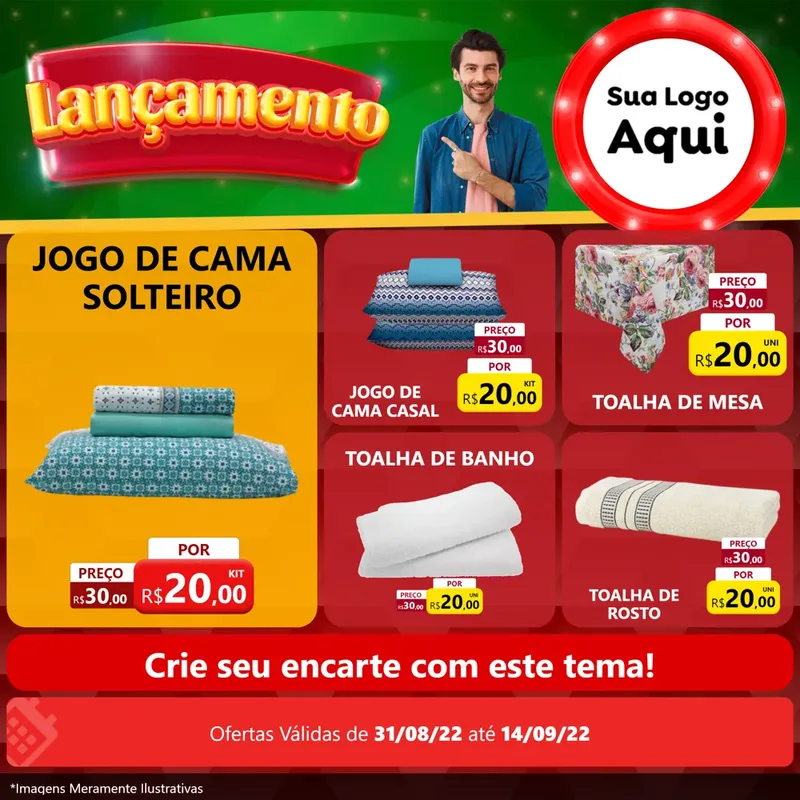 Modelo de Rede Social para Feed Facebook com o tema Lançamento para Cama, Mesa e Banho