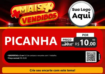 Modelo de Cartaz para Cartaz A4 Horizontal com o tema Mais Vendidos para Açougue
