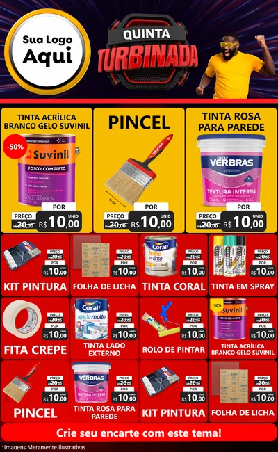 Modelo de Encarte para Encarte Grande com o tema Quinta Turbinada para Tintas e Ferramentas