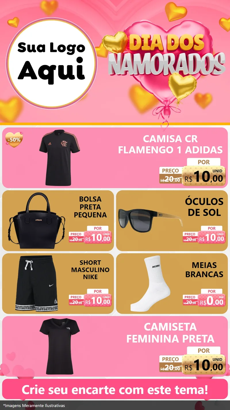 Modelo de TV para TV Vertical com o tema Dia dos Namorados para Roupas e acessórios