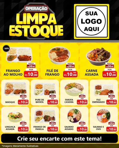 Modelo de Rede Social para Feed Instagram com o tema Operação Limpa Estoque para Restaurante