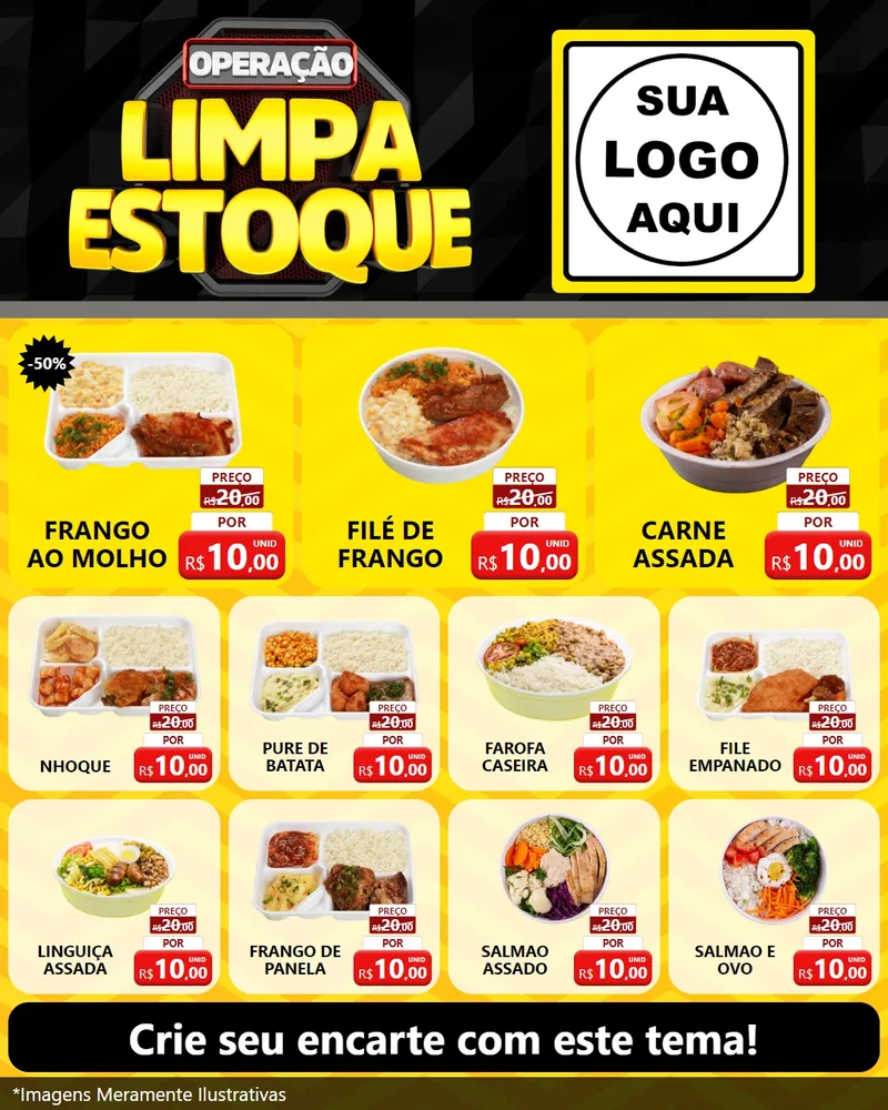 Modelo de Rede Social para Feed Instagram com o tema Operação Limpa Estoque para Restaurante
