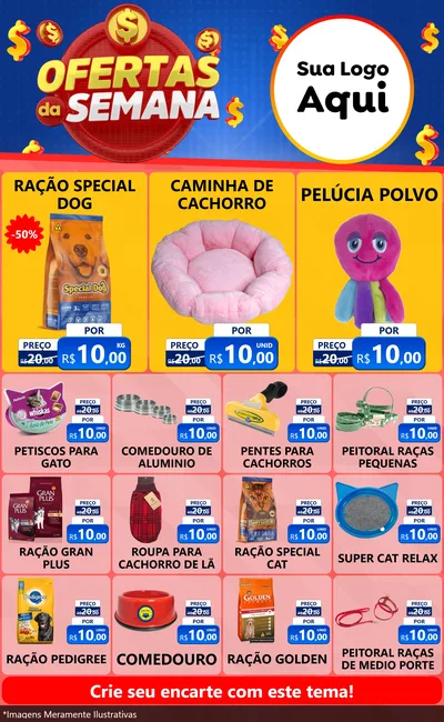 Modelo de Encarte para Encarte Grande com o tema Ofertas Da Semana para Pet Shop