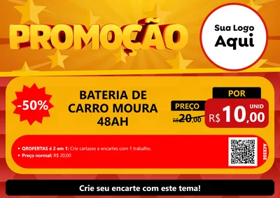 Modelo de Cartaz para Cartaz A4 Horizontal com o tema Promoção para Baterias Elétricas