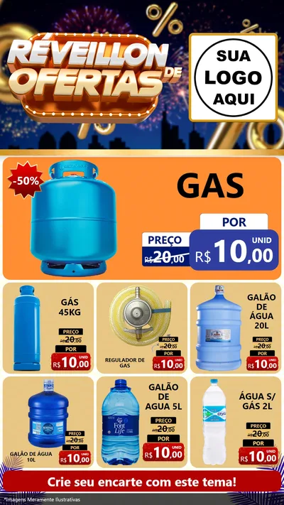 Modelo de Rede Social para Stories com o tema Réveillon de Ofertas para Água e gás