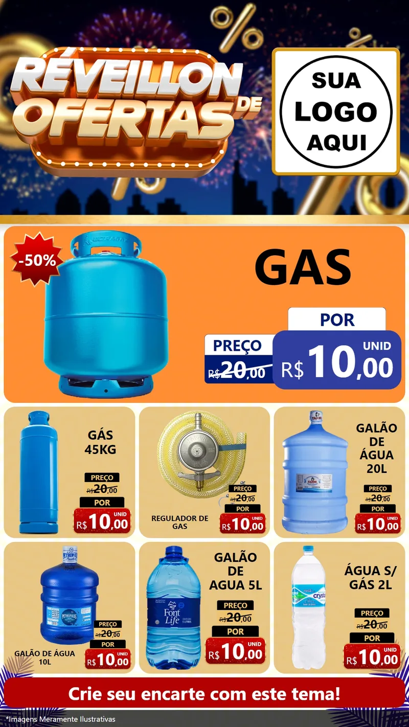 Modelo de Rede Social para Stories com o tema Réveillon de Ofertas para Água e gás