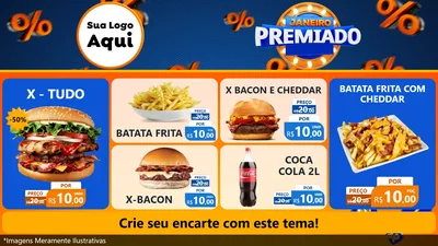 Modelo de TV para TV Horizontal com o tema Janeiro Premiado para Hamburgueria