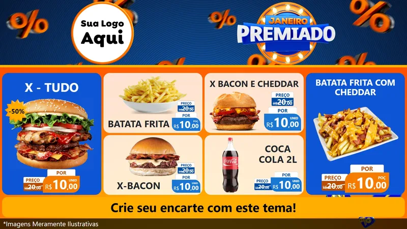 Modelo de TV para TV Horizontal com o tema Janeiro Premiado para Hamburgueria