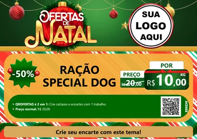 Modelo de Cartaz para Cartaz A4 Horizontal com o tema Ofertas de Natal para Pet Shop