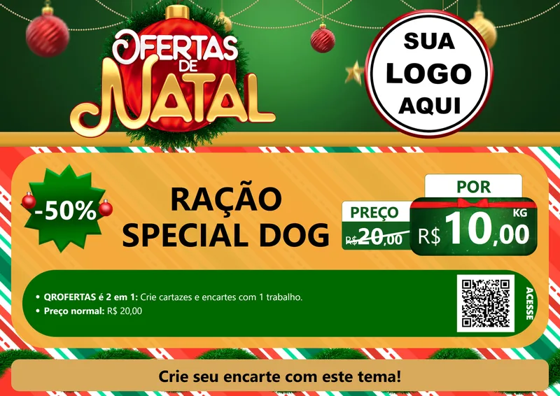 Modelo de Cartaz para Cartaz A4 Horizontal com o tema Ofertas de Natal para Pet Shop