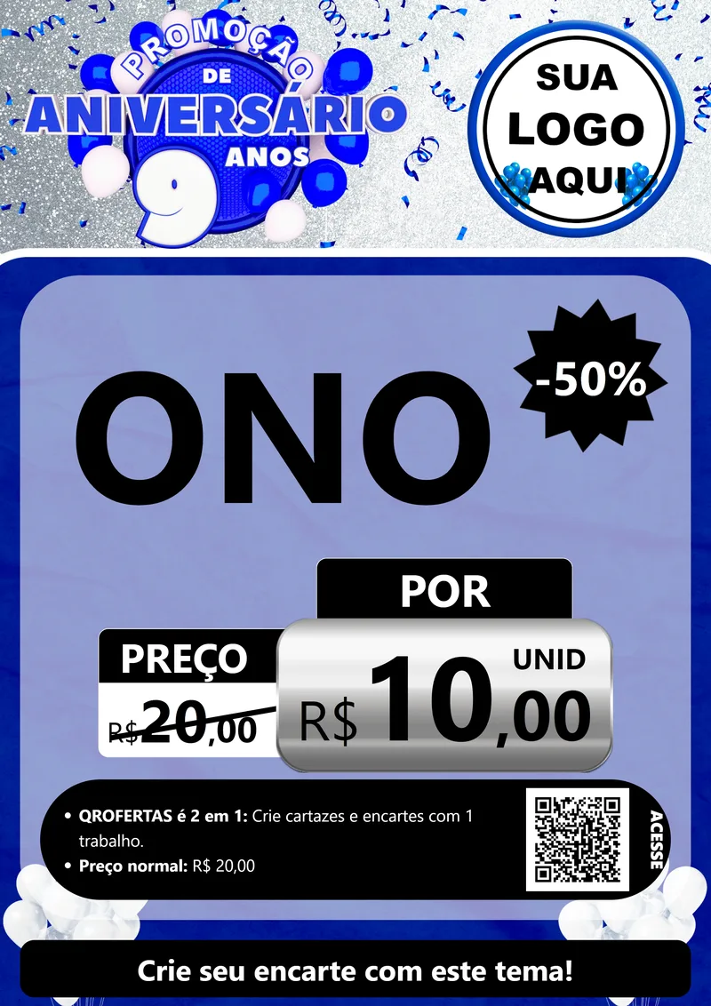 Modelo de Cartaz para Cartaz A4 Vertical com o tema Promoção de Aniversário - 9 Anos para Óticas