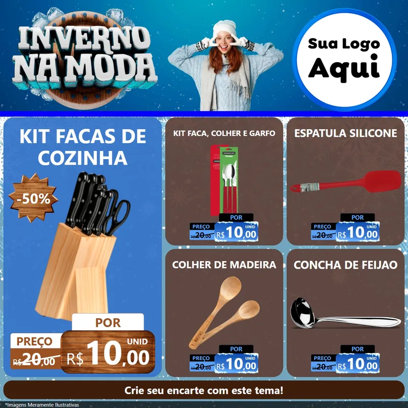 Modelo de Rede Social para Feed Facebook com o tema Inverno na Moda para Utilidades Domésticas