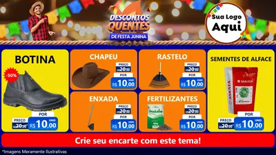 Modelo de TV para TV Horizontal com o tema Descontos Quentes de Festa Junina para Agropecuária