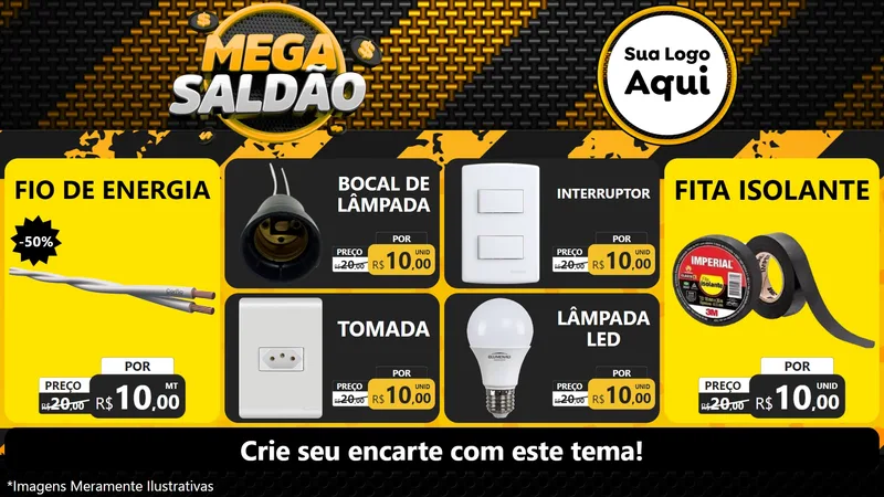 Modelo de TV para TV Horizontal com o tema Mega Saldão para Materiais Elétricos