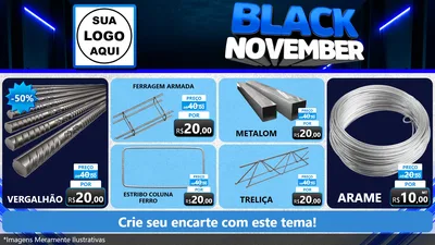 Modelo de TV para TV Horizontal com o tema Black November para Ferragens