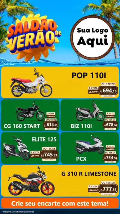 Modelo de TV para TV Vertical com o tema Saldão de Verão para Concessionaria de Motos