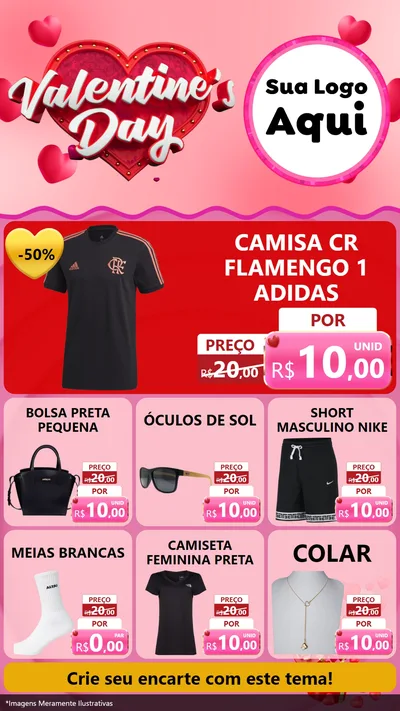 Modelo de Rede Social para Stories com o tema Valentine's Day para Roupas e acessórios