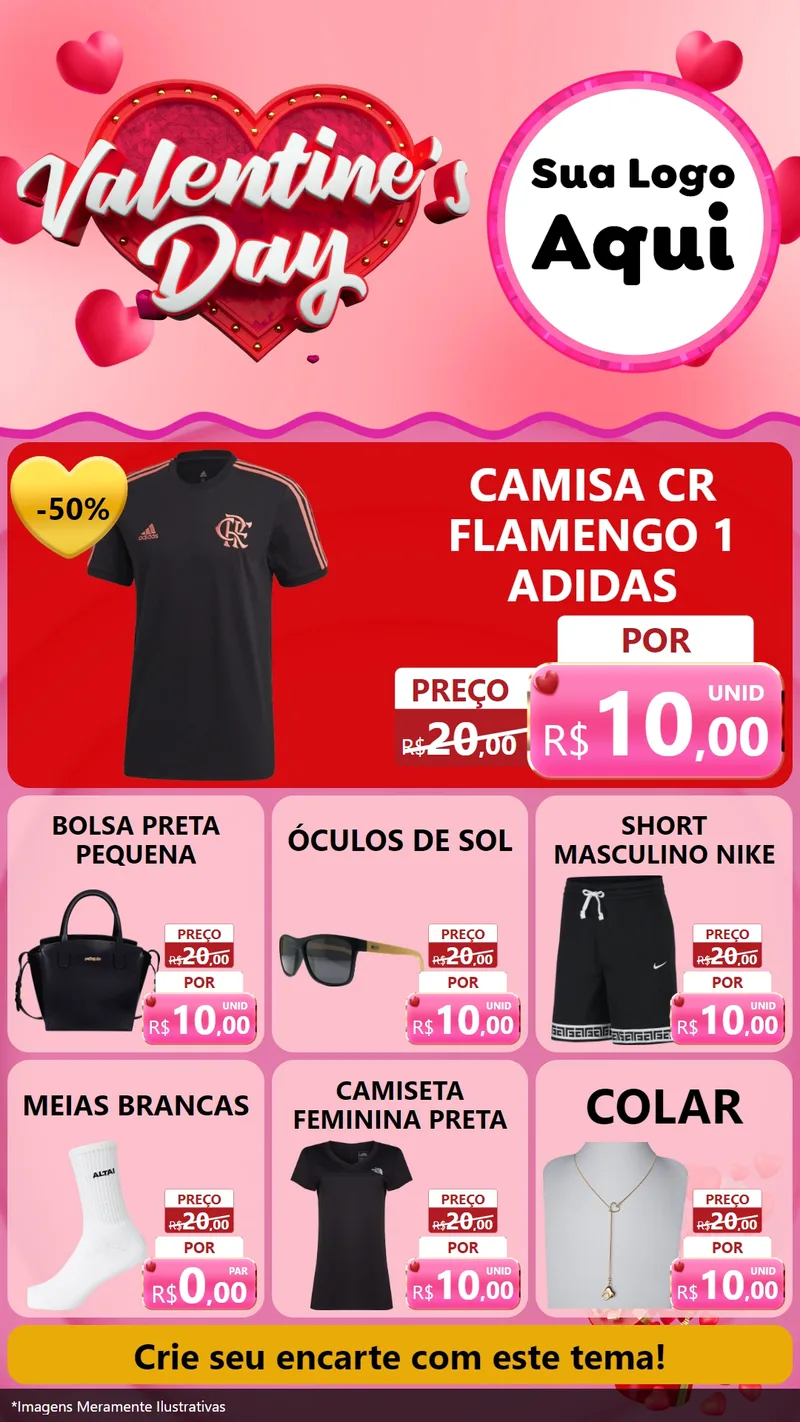 Modelo de Rede Social para Stories com o tema Valentine's Day para Roupas e acessórios