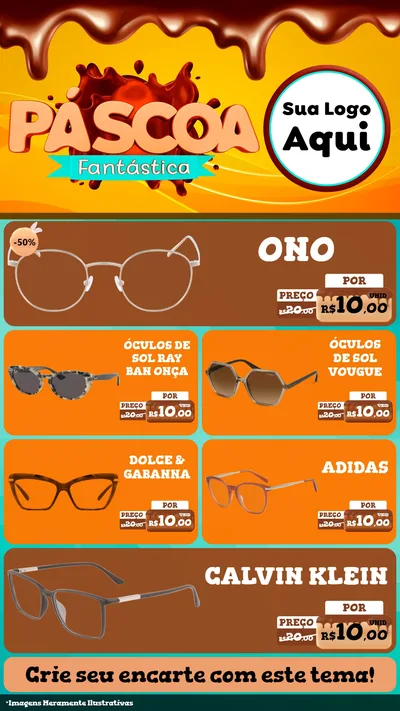 Modelo de TV para TV Vertical com o tema Páscoa Fantástica para Óticas