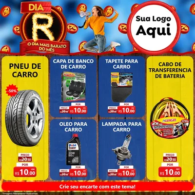 Modelo de Rede Social para Feed Facebook com o tema Dia R - O Dia Mais Barato Do Mês para Auto peças