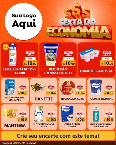 Modelo de Rede Social para Feed Instagram com o tema Sexta da Economia para Frios e Laticínios