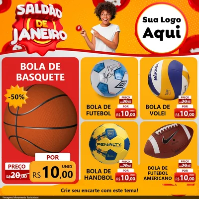 Modelo de Rede Social para Feed Facebook com o tema Saldão de Janeiro para Artigos Esportivos