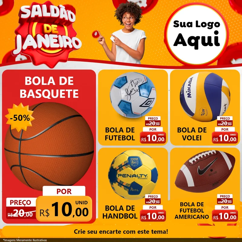 Modelo de Rede Social para Feed Facebook com o tema Saldão de Janeiro para Artigos Esportivos