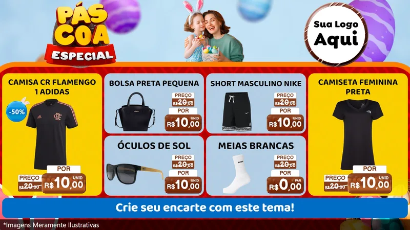 Modelo de TV para TV Horizontal com o tema Páscoa Especial para Roupas e acessórios