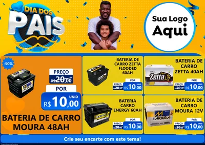 Modelo de Encarte para Encarte A4 Horizontal com o tema Dia dos Pais para Baterias Elétricas