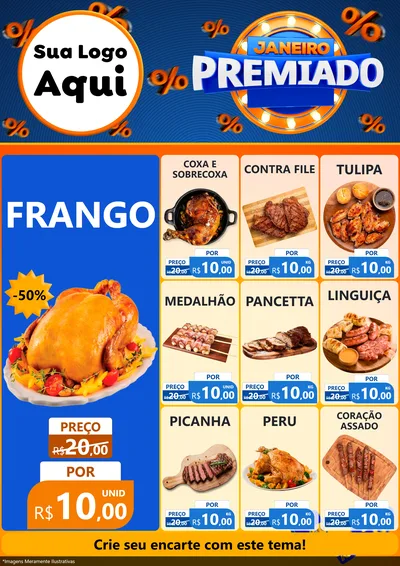 Modelo de Encarte para Encarte A4 Vertical com o tema Janeiro Premiado para Assados